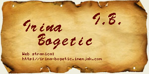 Irina Bogetić vizit kartica